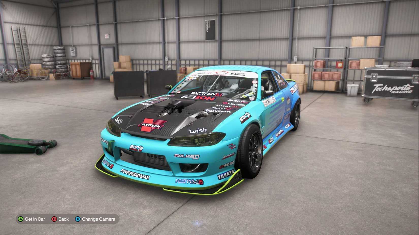 The Nissan #777 240SX Formula Drift in the garage in Forza Horizon 6.