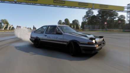 The Toyota Sprinter Trueno drifting in Forza Horizon 6.