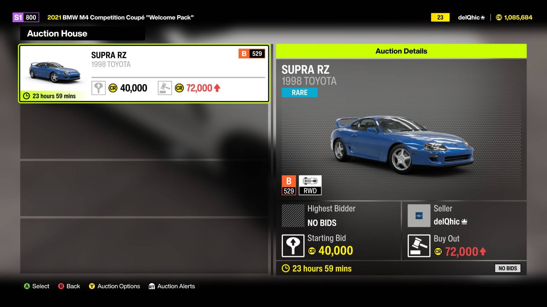 A finalized car listing in the Forza Horizon 6 auction house.