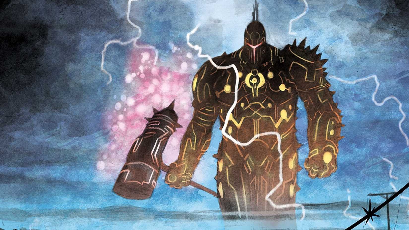 God Country issue 5 cover cropped showing a god wielding a hammer