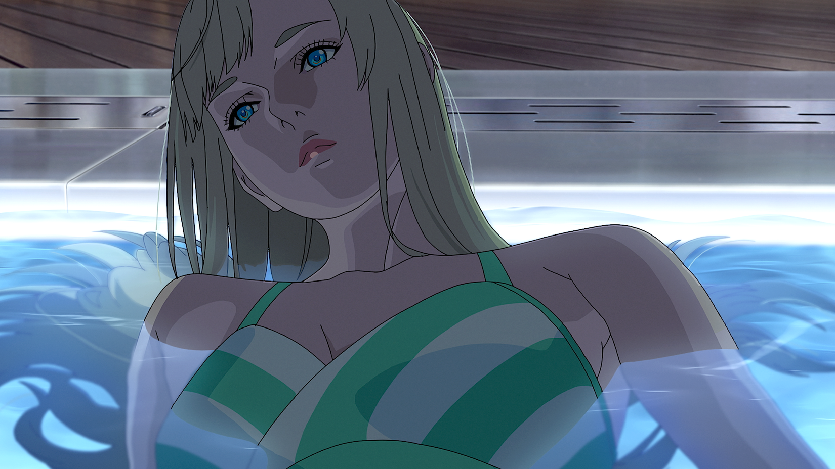 Shot from MOBILE SUIT GUNDAM HATHAWAY The Sorcery of Nymph Circe of Gigi in a pool bored.