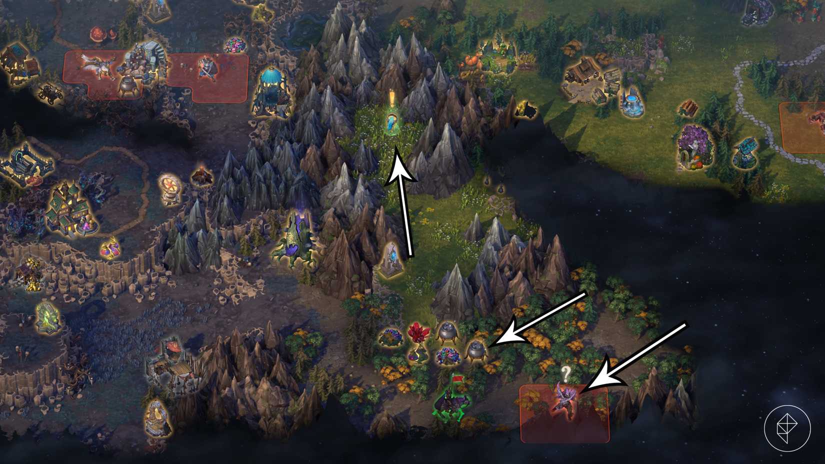 A secret pathway that leads to the Shard of Serenity in Heroes of Might and Magic: Olden Era.