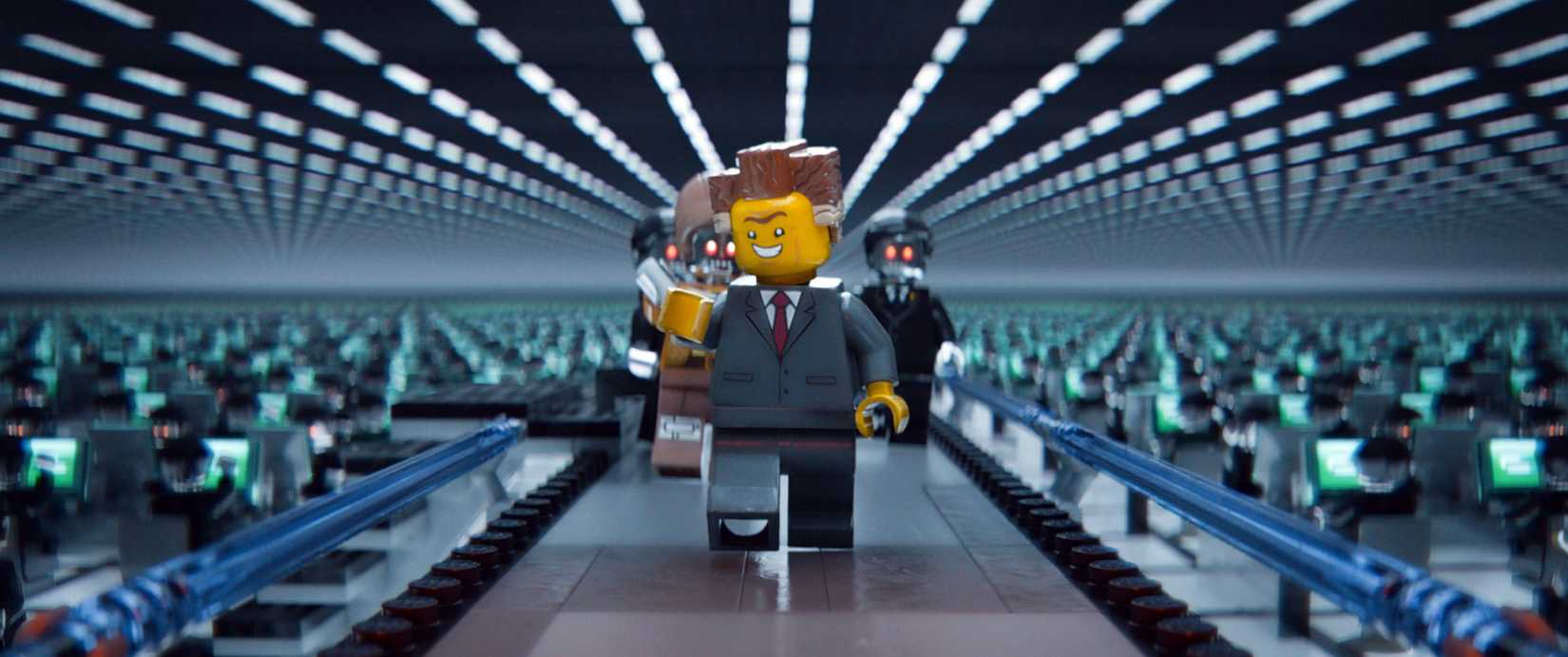 Lord Business walks through his building