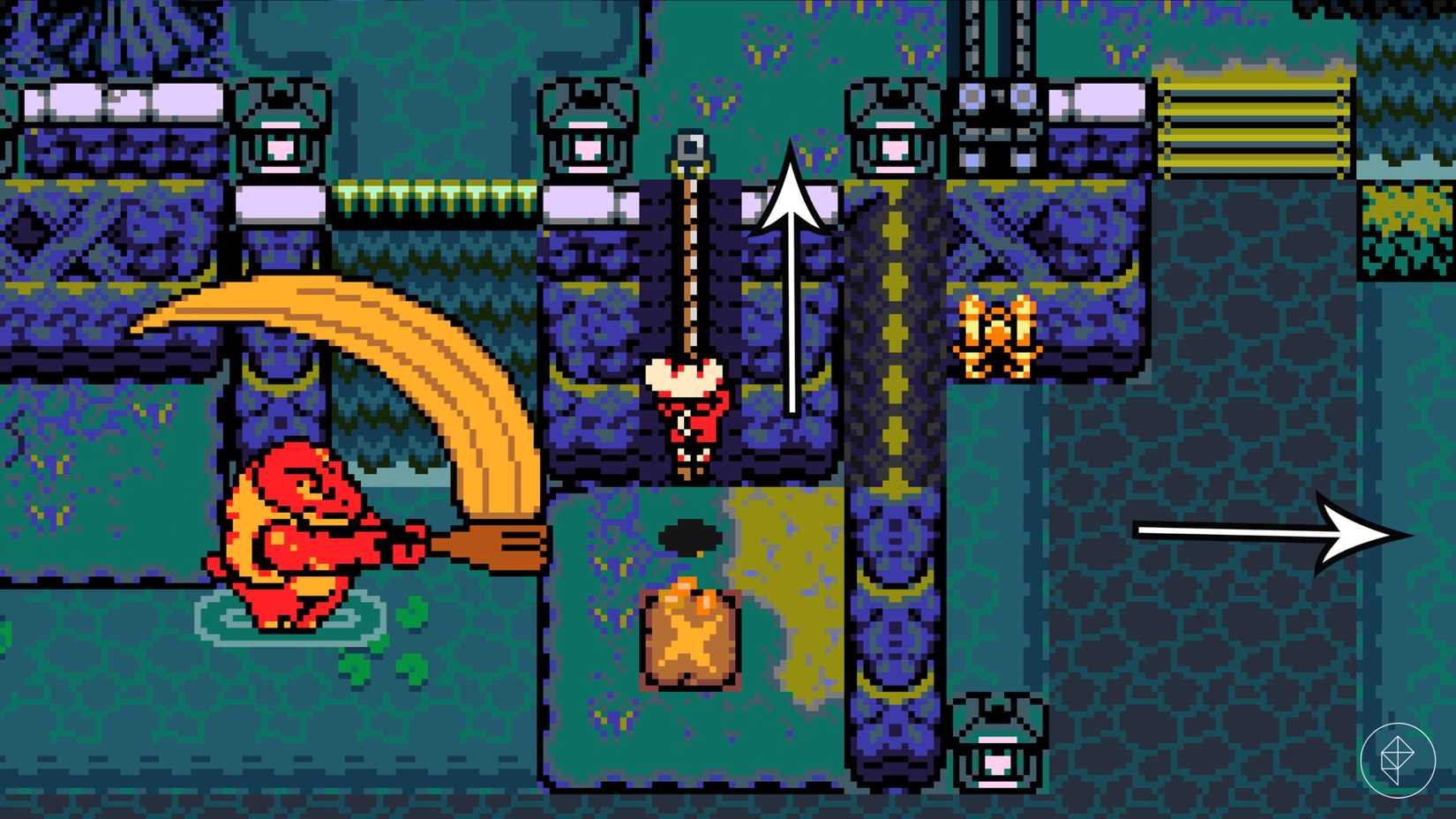 Buffo turns aggressive after Mina hands him the juice jug in Mina the Hollower.