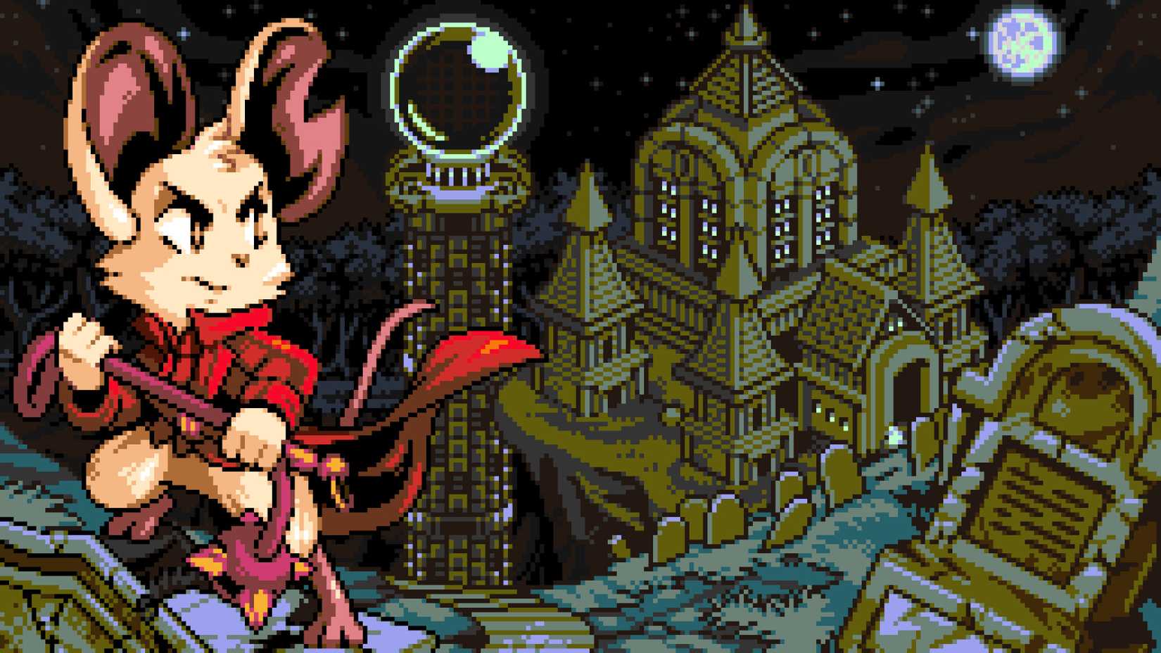 Mina looks over a castle in Mina the Hollower.
