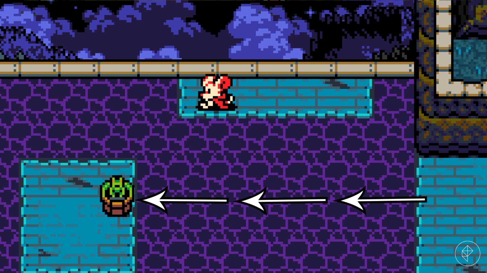 Demonstrating how to toss the frog across water hazards.