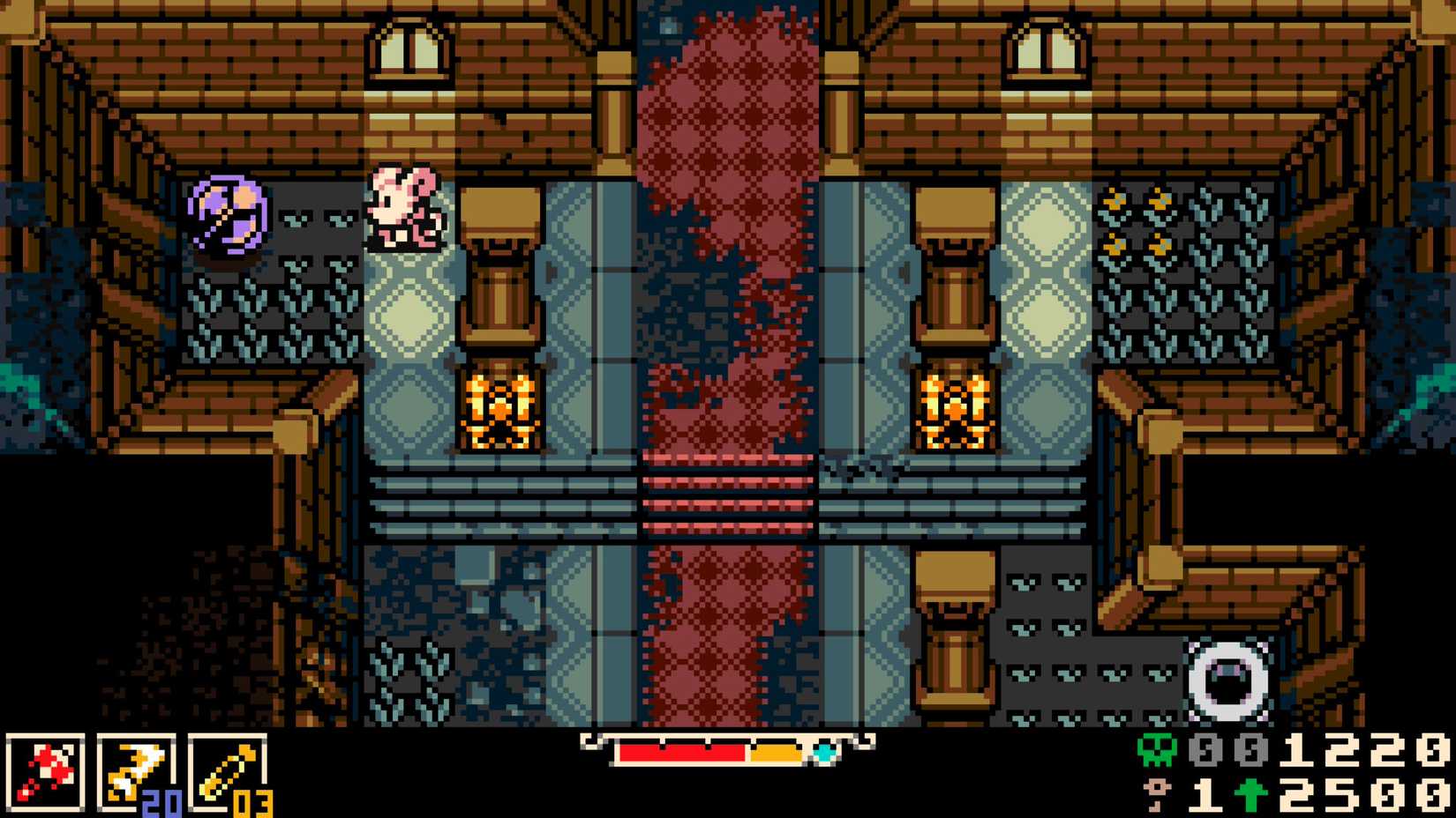The hidden sidearm before the Queensbury Crypt boss in Mina the Hollower