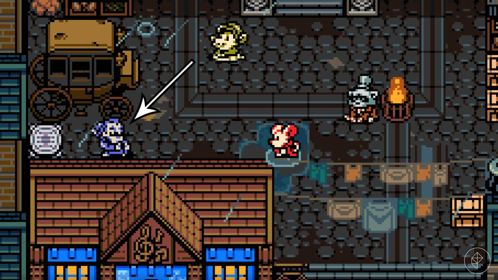The location of Brandish the Dual Sidearm Permit seller in Mina the Hollower.
