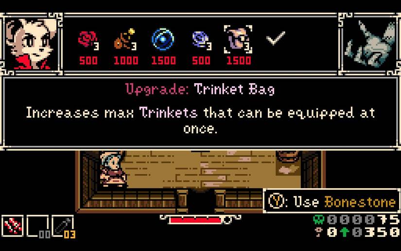 A Trinket Bag appears in a shop in Mina the Hollower.