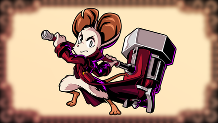 Mina, a mouse, wields a giant hammer