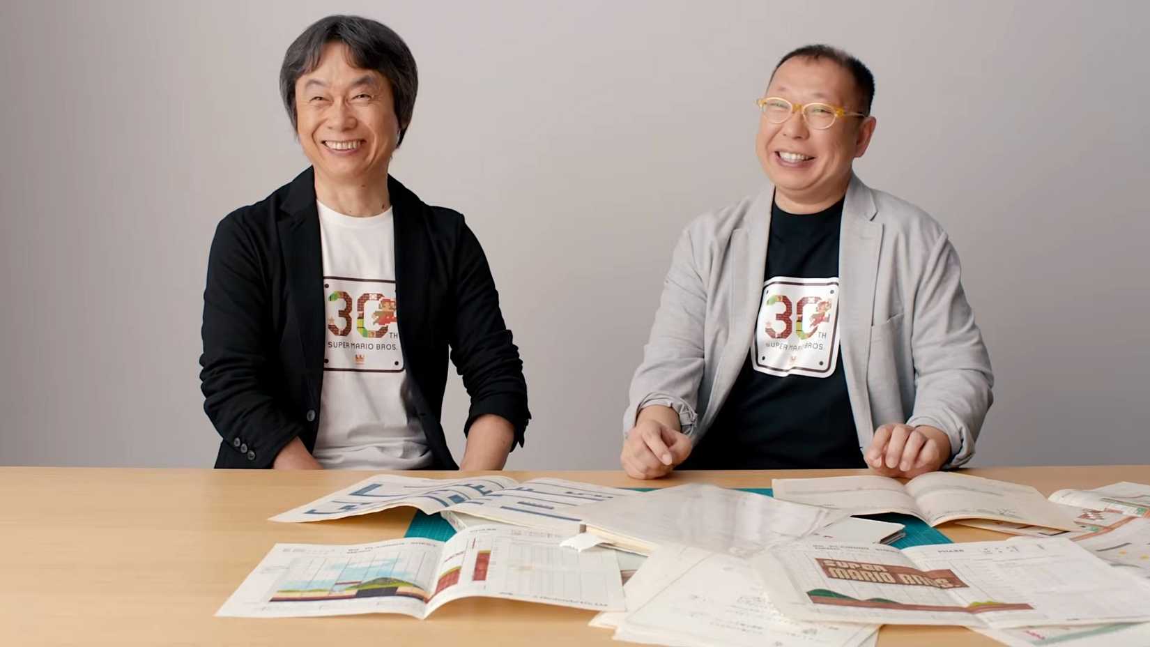 Shigeru miyamoto and Takashi tezuka in an interview for Super Mario Bros. 30th anniversary