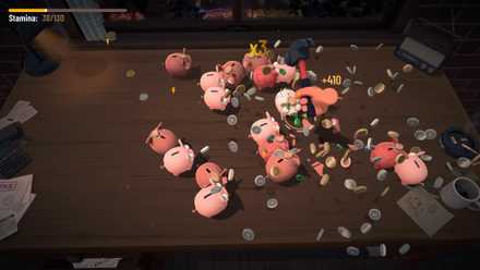 A large number of pigs within Bills Must Be Paid, a Steam game that's like Whack-a-mole on steroids.