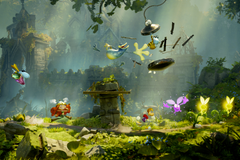 Rayman and Barbara run through a level in Rayman Legends Retold.