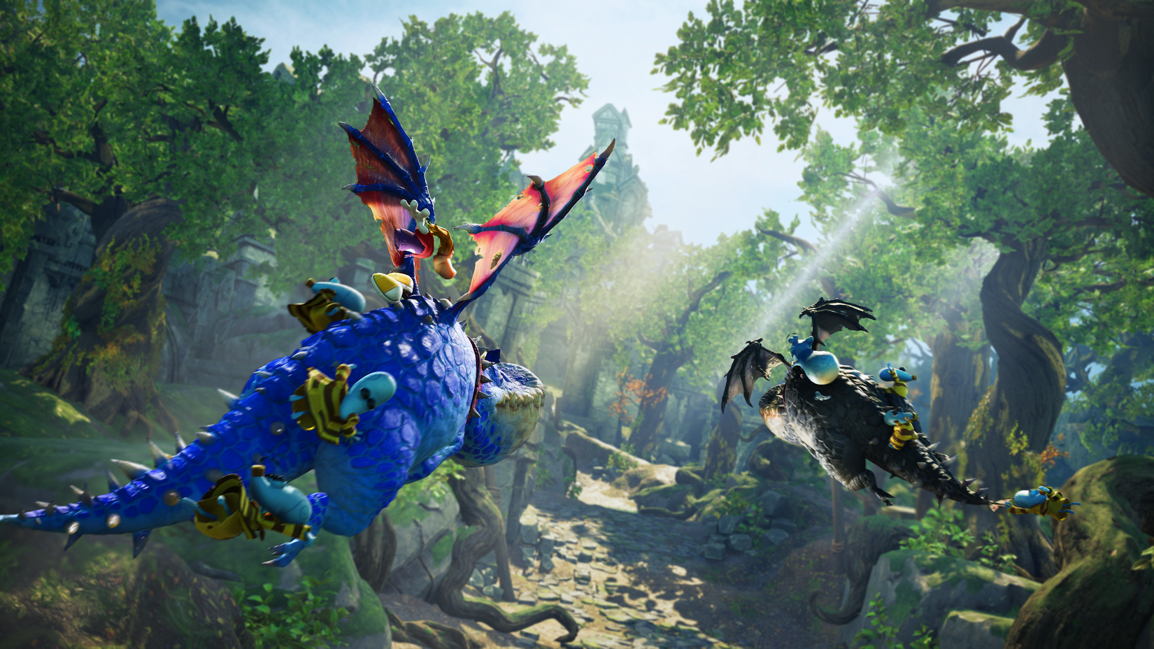 Rayman rides a dragon in Rayman Legends Retold.