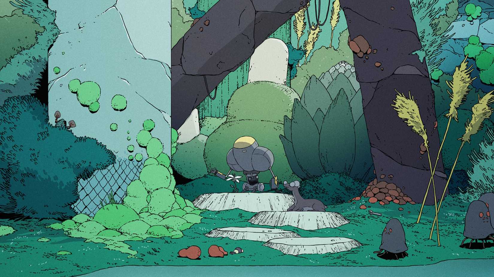 Still from Scavengers Reign of Levi as he basks in the natrual wonders of Vesta 