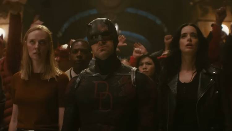 Daredevil stands with his supporters that stormed the courthouse