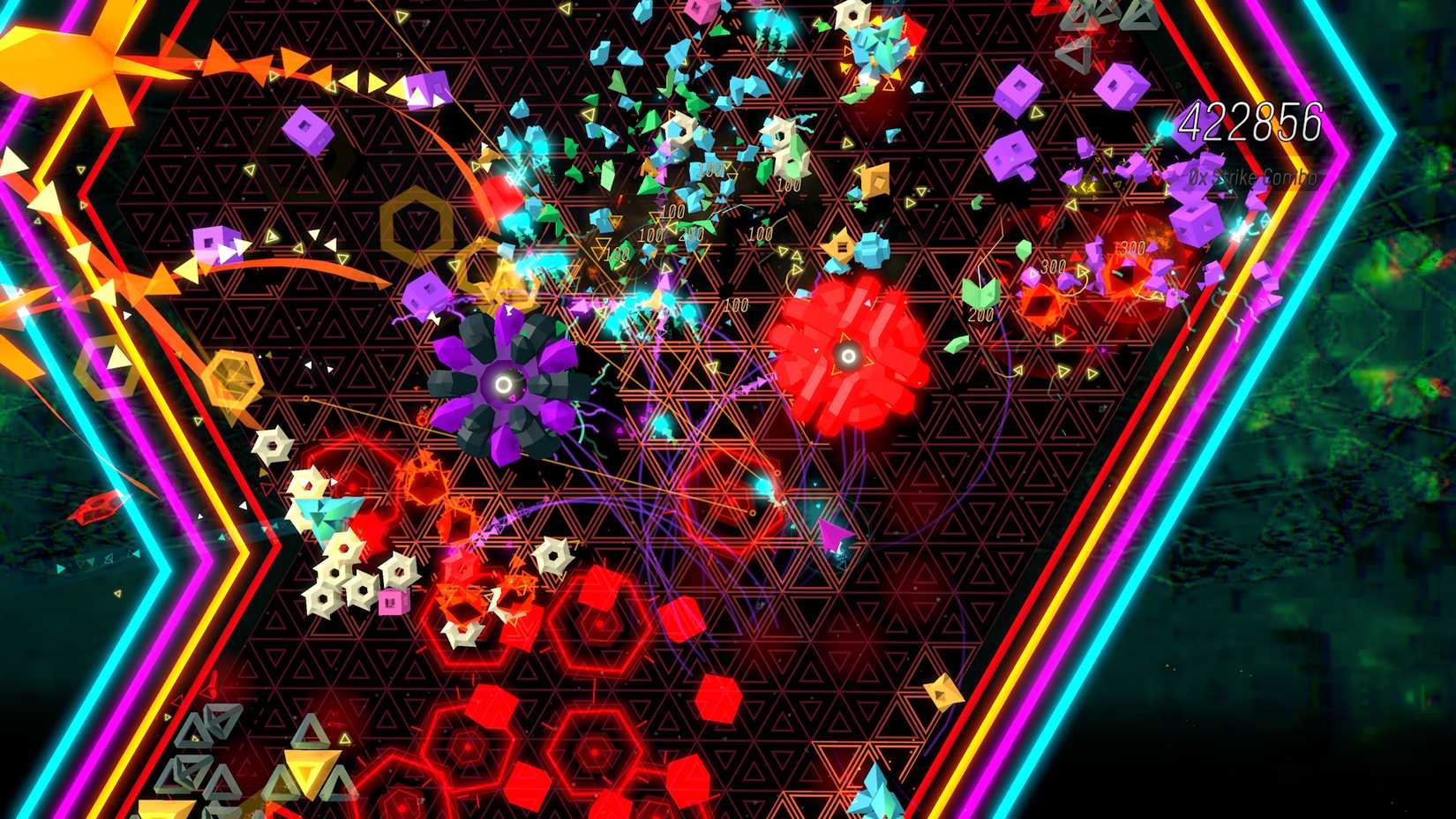 A colorful abstract battlefield of geometric shapes