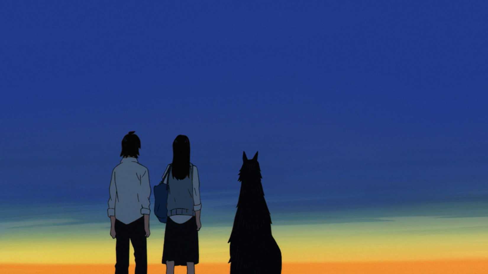 Shot from Sony Boy featuring chracters watching an odd sunset