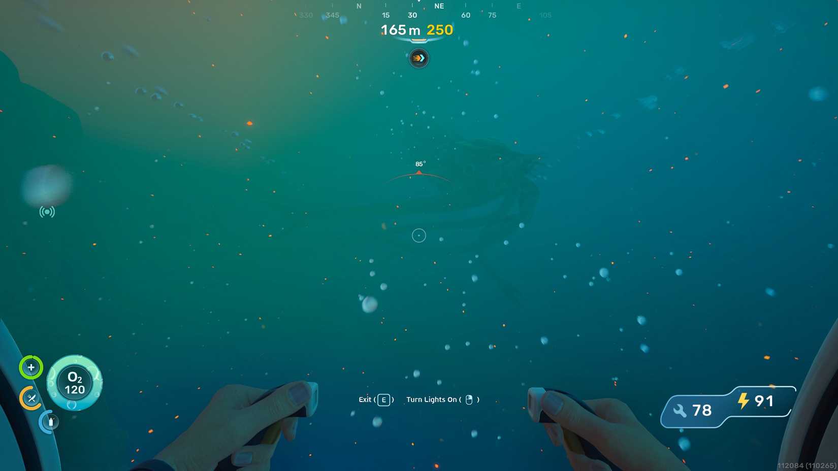 The shadow of a giant squid in Subnautica 2