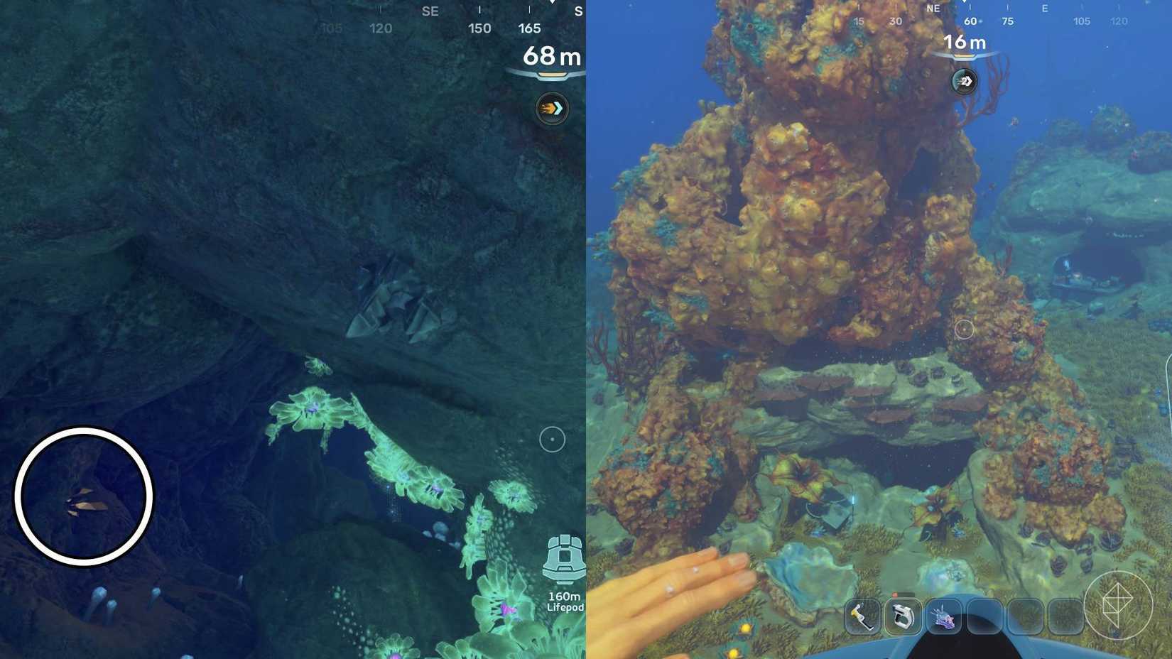 An image showing where to find copper early in Subnautica 2