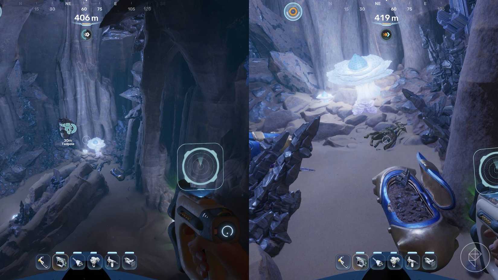 Un risonatore di feedback in una grotta d'argento in Subnautica 2
