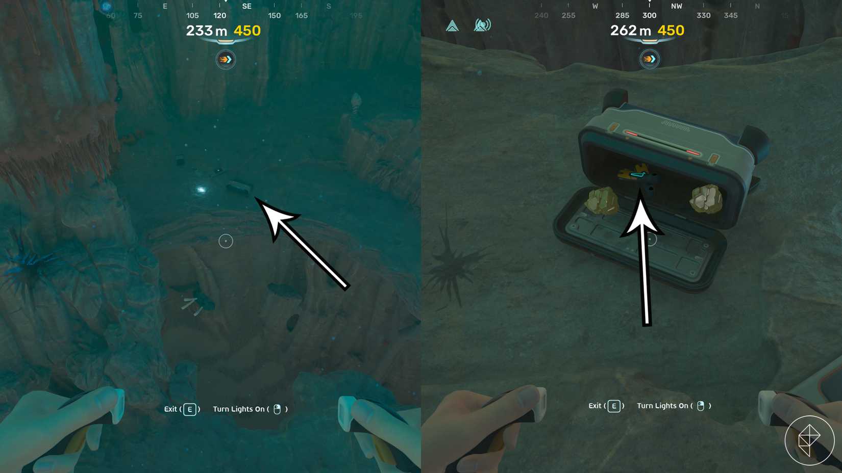 An improved fins blueprint scan location close to the Alien Ruins in Subnautica 2.