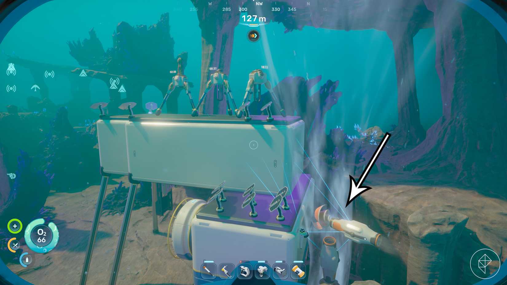 Three powered metal farms in Subnautica 2.