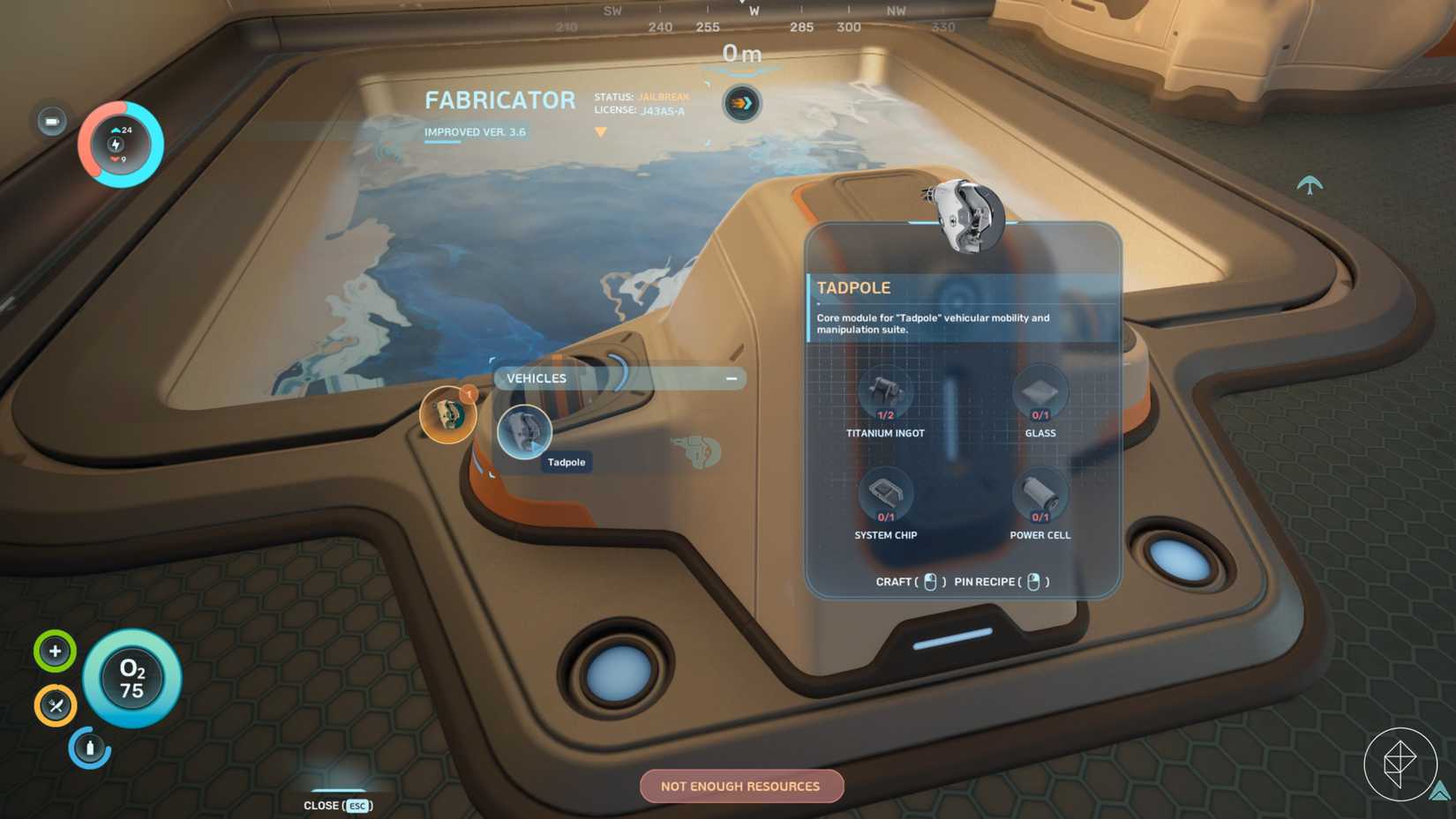 Un estanque lunar con un fabricante de vehículos y la receta de elaboración de renacuajos en Subnautica 2.