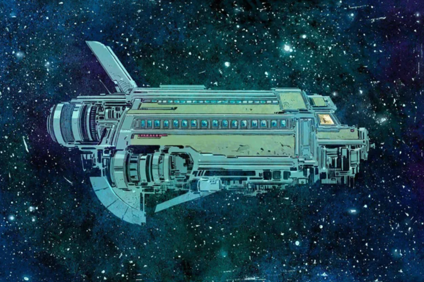 Ilustración del autobús espacial en el cómic