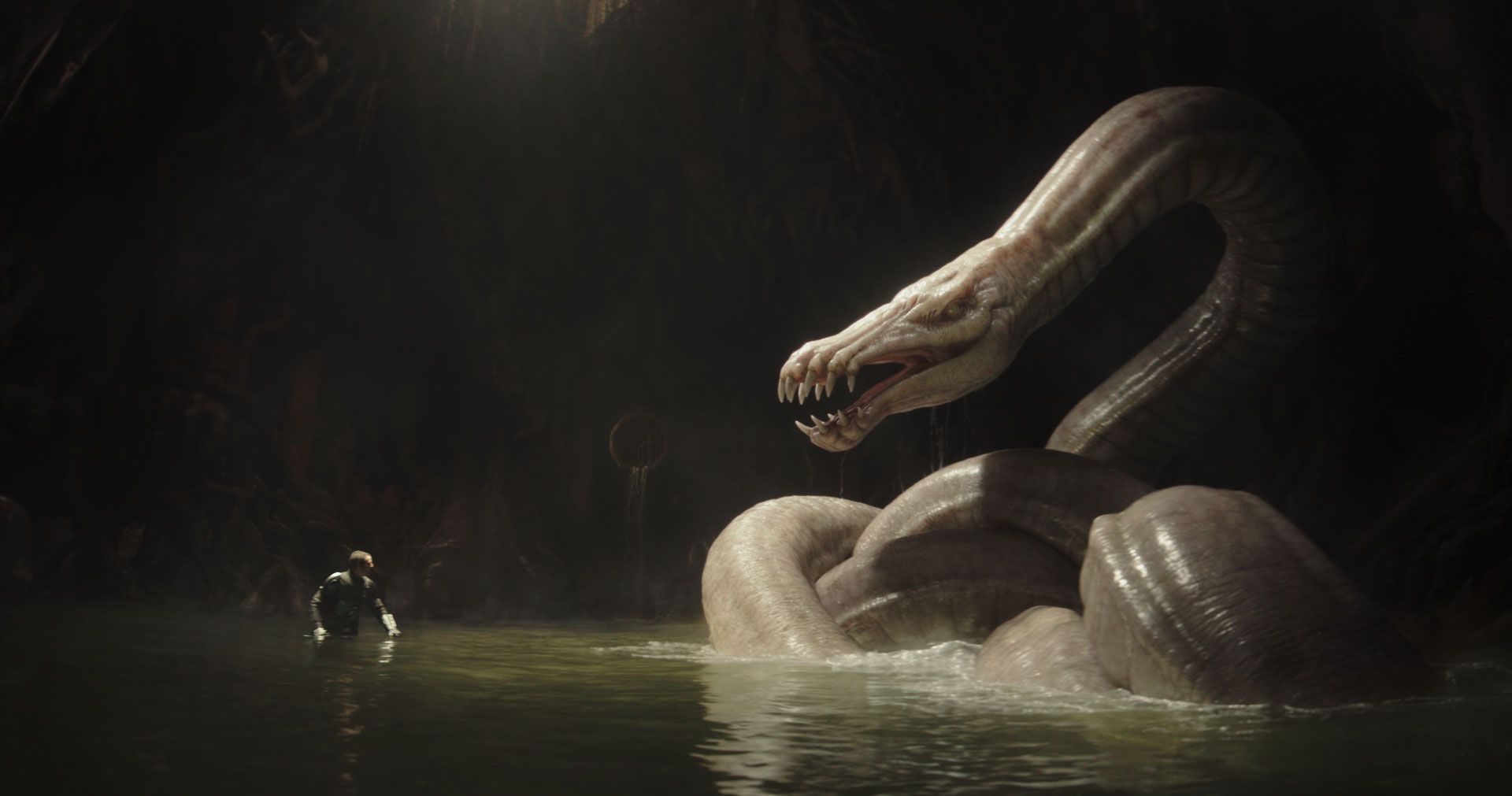 A scene from The Mandalorian and Grogu