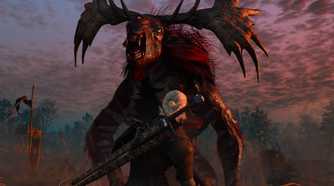 Geralt in The Witcher 3 fighting against a monster.
