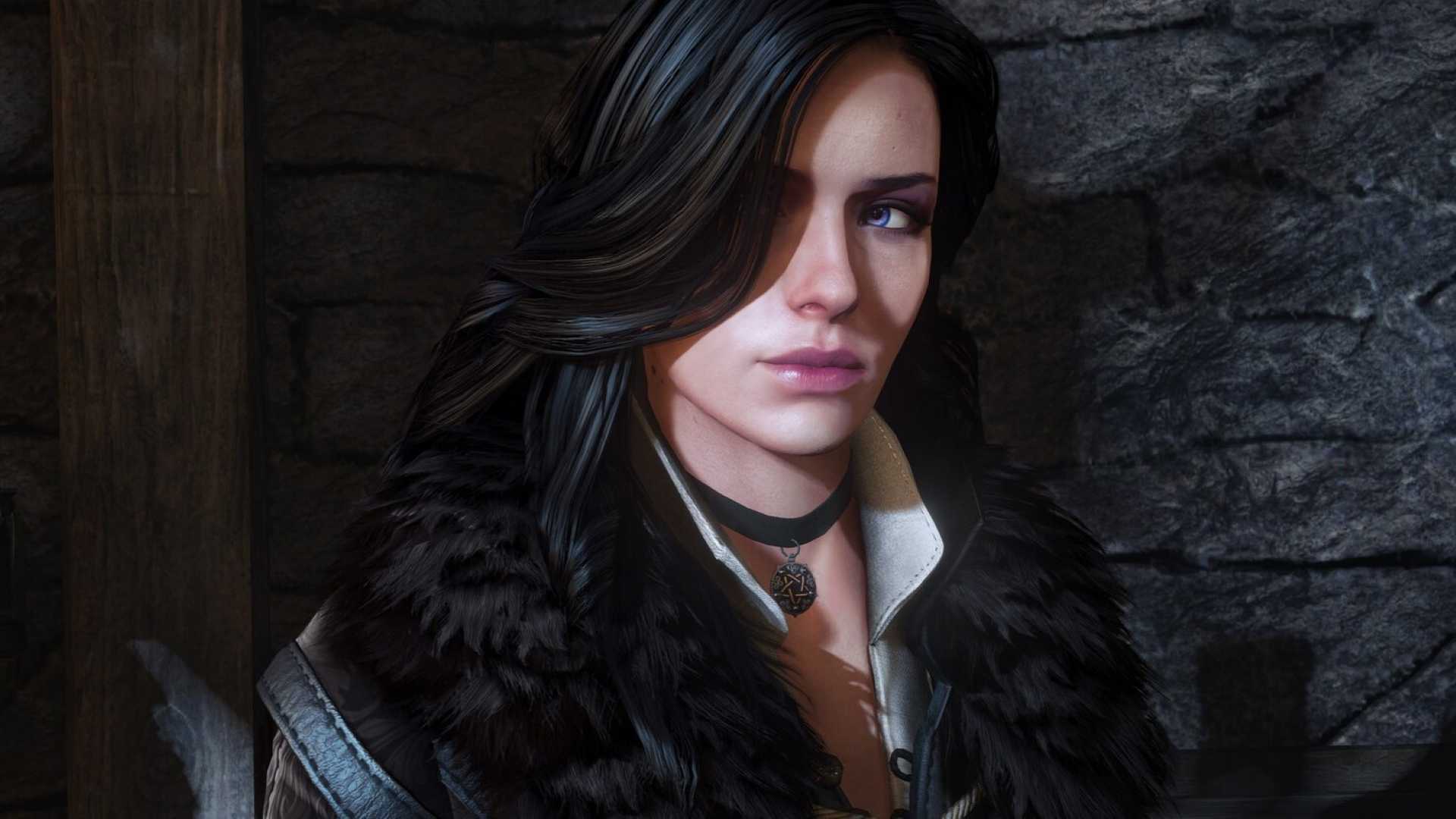 A screenshot from The Witcher 3 showing the raven-haired sorceress Yennifer
