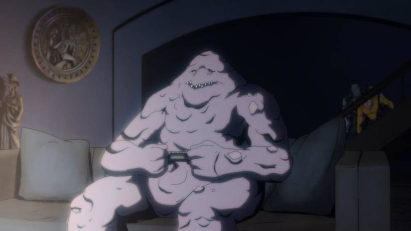 Clayface playing a video game in Creature Commandos