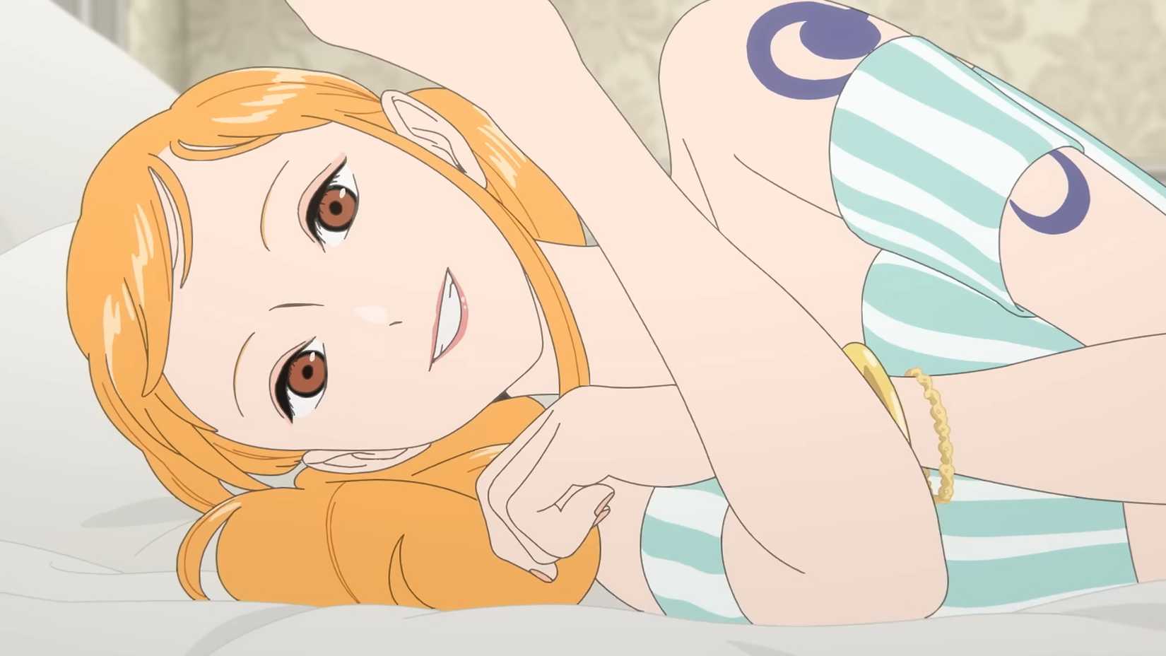 A young, blonde-haired girl looks ahead and smiles in One: Piece Heroines