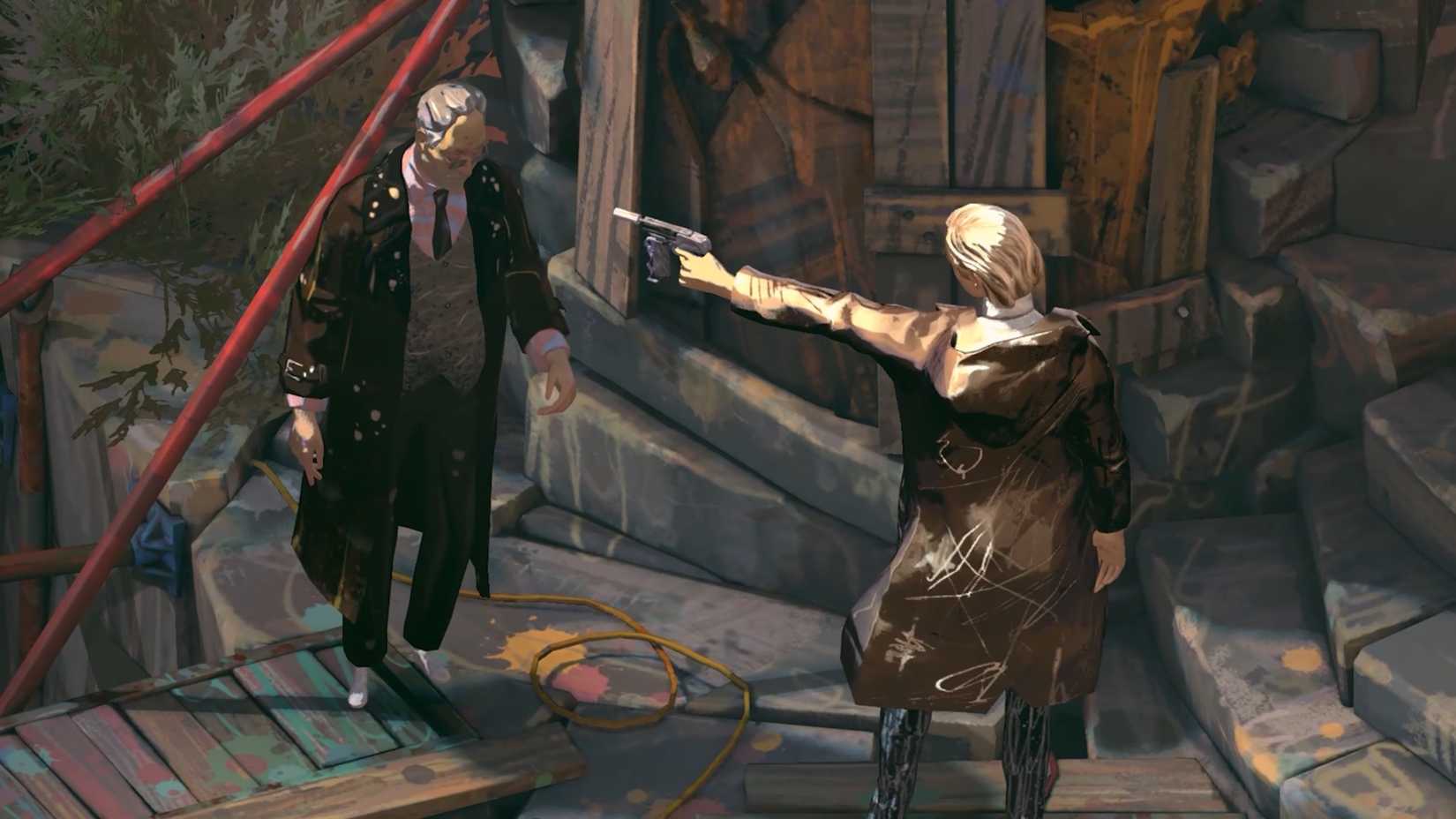 Hershel in Zero Parades, pointing a gun at an opponent