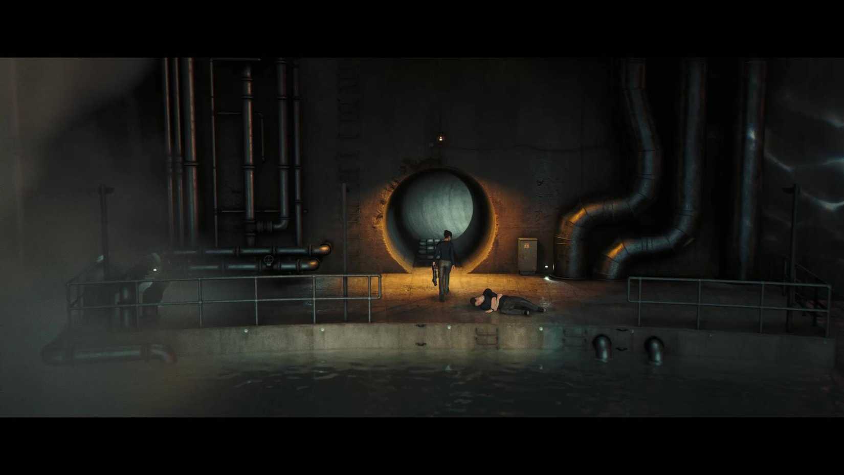 James Bond recovering from almost drowning while Isola Vale walks off with the THEIA core.