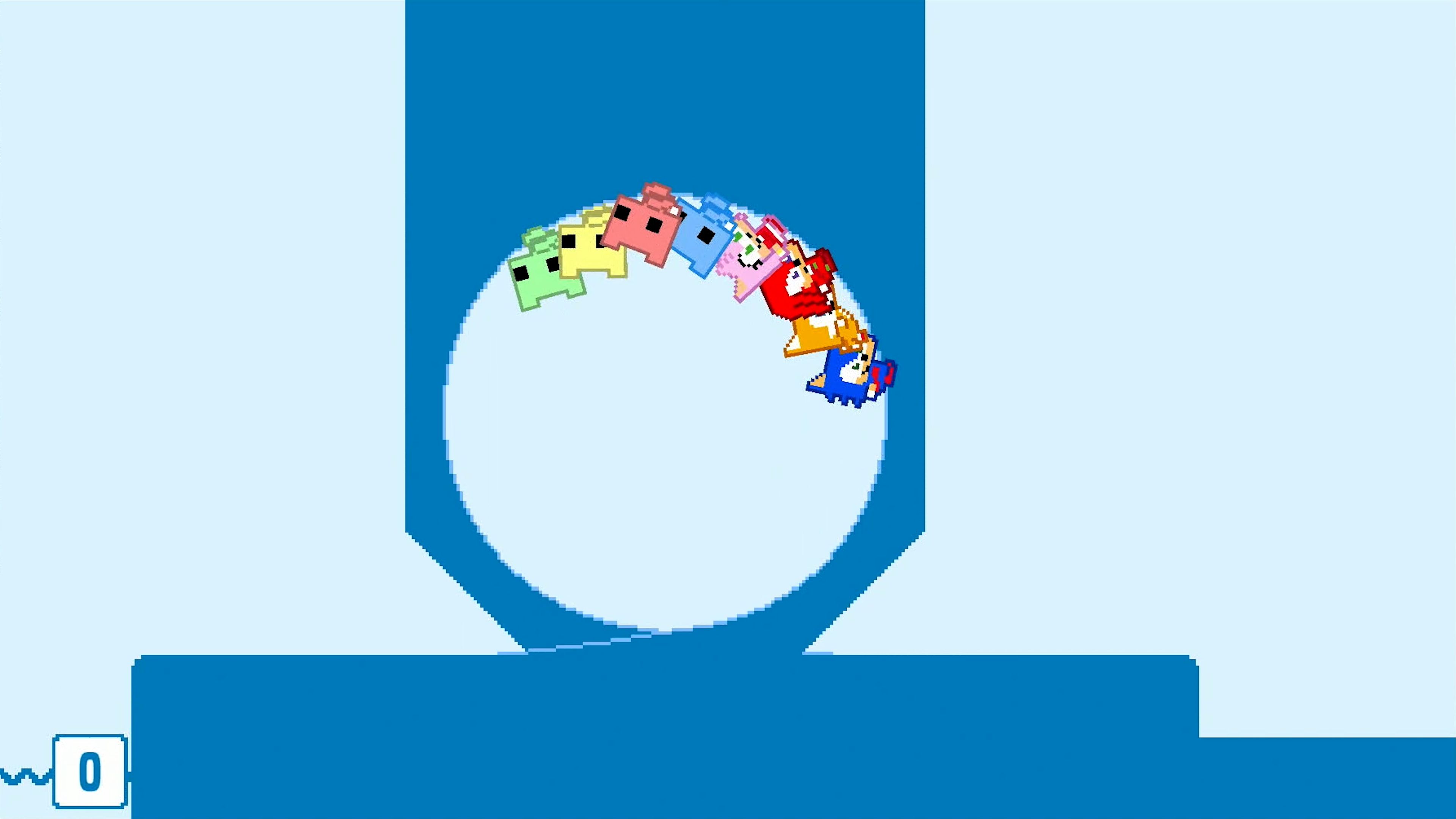 Sonic Pico Park characters doing a loop de loop