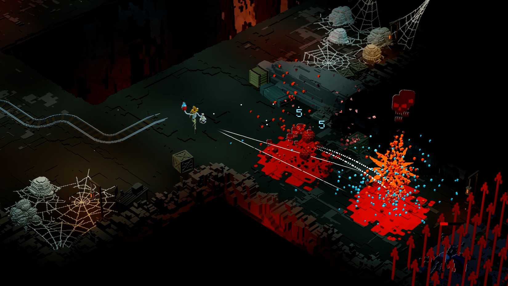 The player fights in the dungeon in Erosion