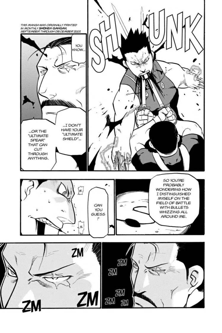 King Bradley taunts an opponent by teasing the source of his power in Fullmetal Alchemist