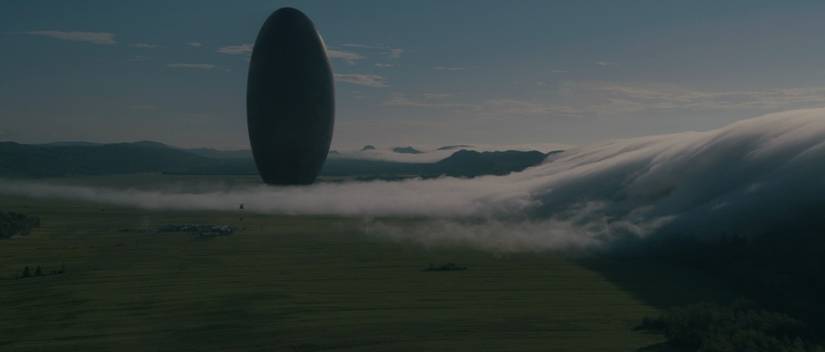 A heptapod spacecraft appears above Montana in Arrival