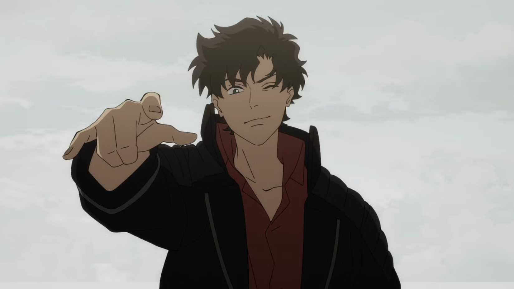 Axel winks while extending his arm forward in Lazarus