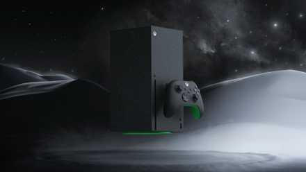 A black Xbox Series X with green accents