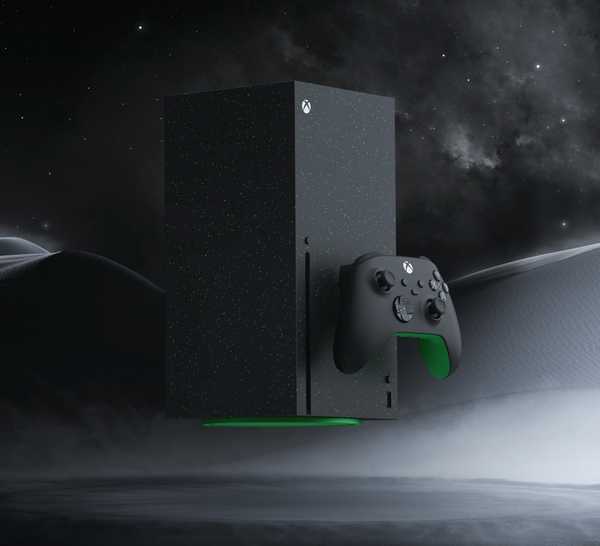 A black Xbox Series X with green accents