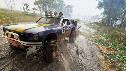 El '67 Vapid Dominator Buggy en GTA 6, mientras el vehículo se conduce por un pedazo de barro.