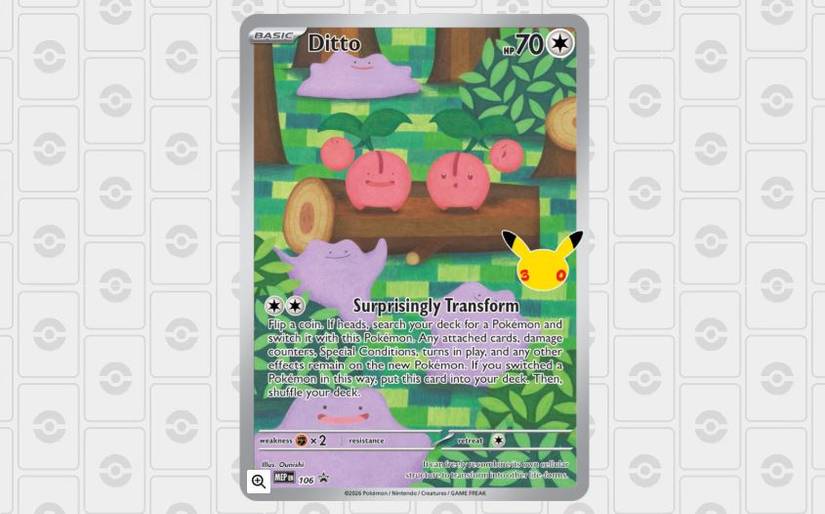The Pokemon 30th annniversary card for Ditto, which is drawn by artist Ounishi