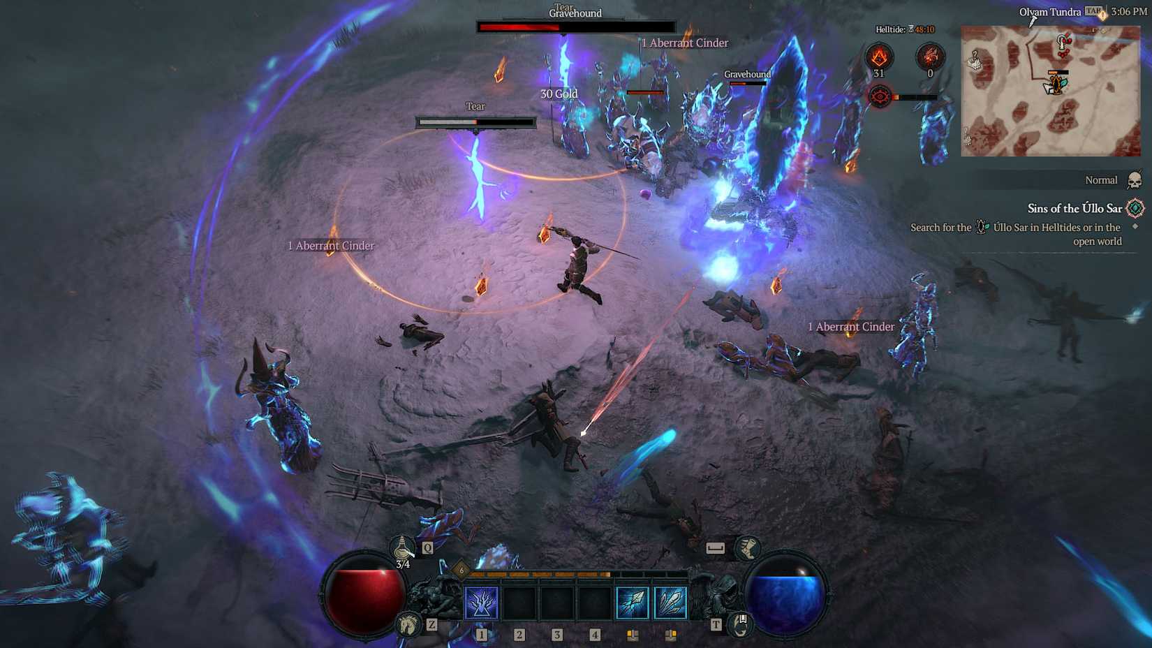 A Diablo 4 screenshot showing a character within a rupture event 