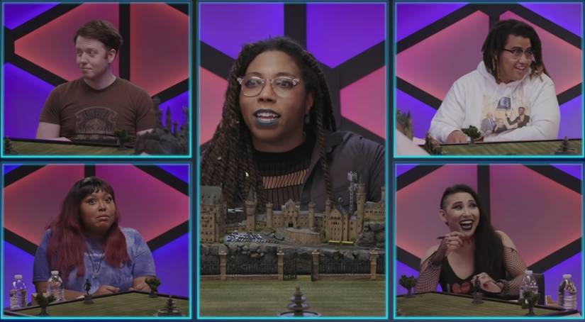  Brennan Lee Mulligan, Aabria Iyengar, Lou Wilson, Erika Ishii, and Danielle Radford play Misfits & Magic