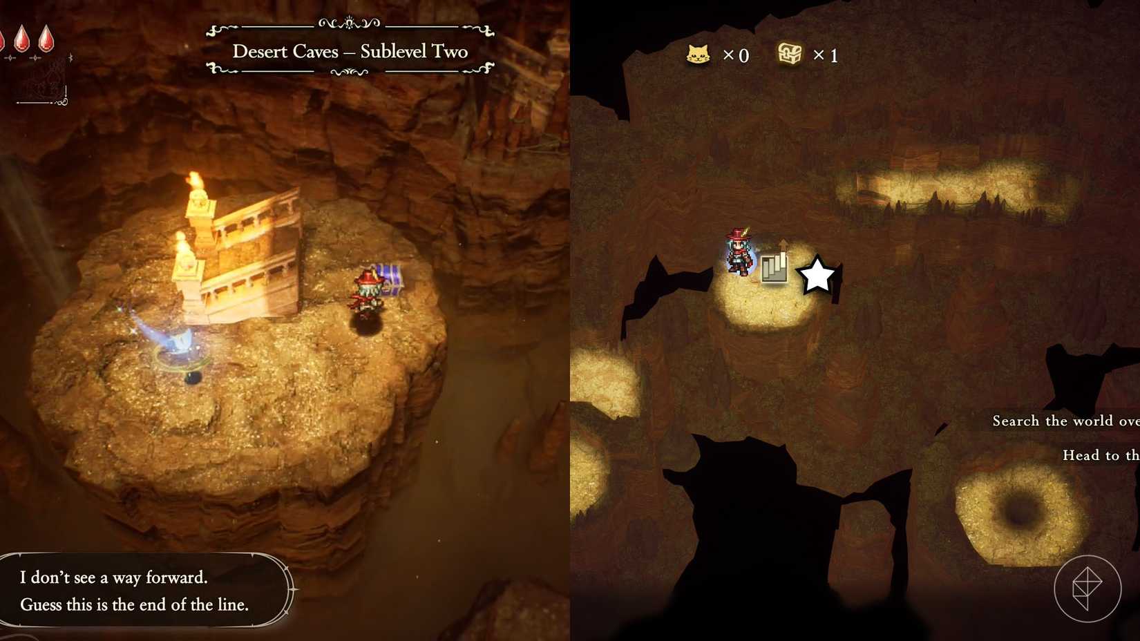 A montage of two The Adventures of Elliot screenshots showing the location of a shard of life in the Age of Budding 