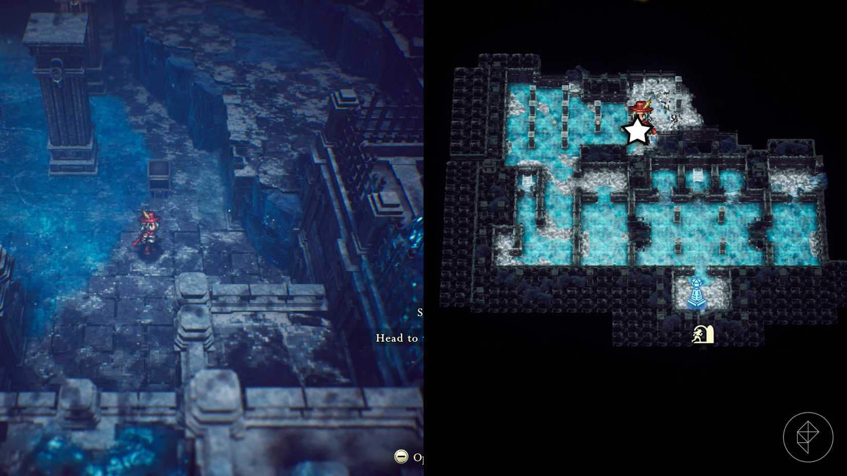 A montage of two The Adventures of Elliot screenshots showing the location of a shard of life in the Age of Magic 