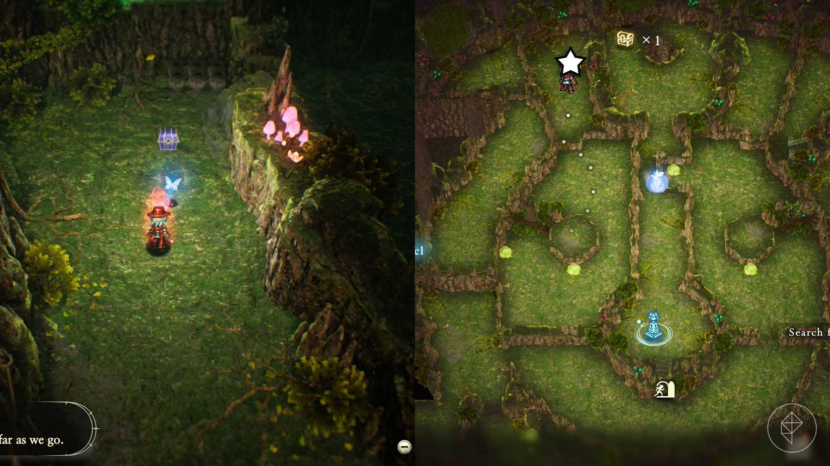 A montage of two The Adventures of Elliot screenshots showing the location of a shard of life in the Age of Reconstruction 